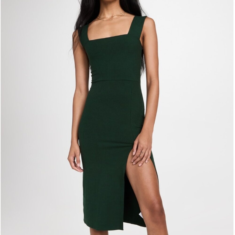 Reformation Cassie Knit Dress Forest Green